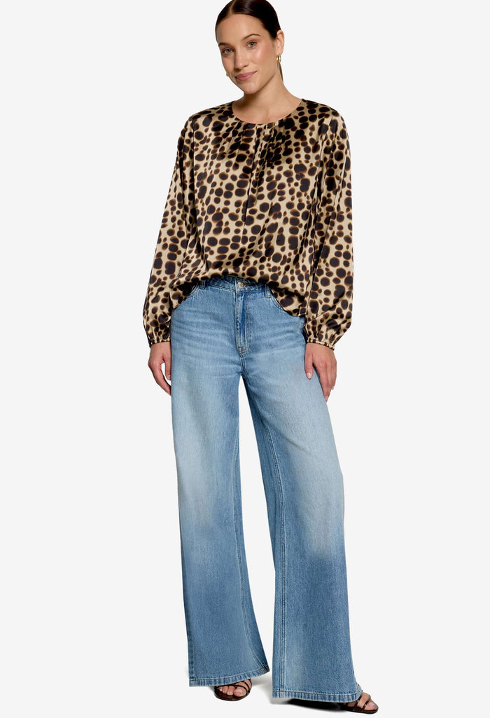 Abstract Print Satin Blouse