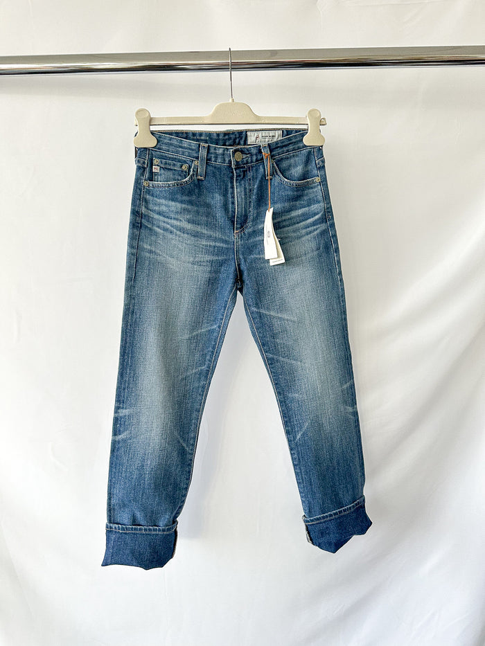 AG Jeans Blue Denim Isabelle High Rise Straight Leg Crop Jeans