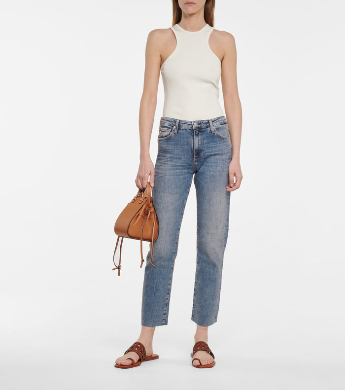AG Jeans Blue Denim Isabelle High Rise Straight Leg Crop Jeans