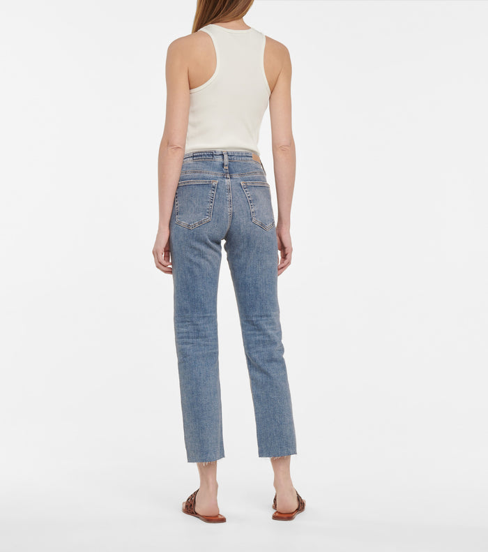 AG Jeans Blue Denim Isabelle High Rise Straight Leg Crop Jeans