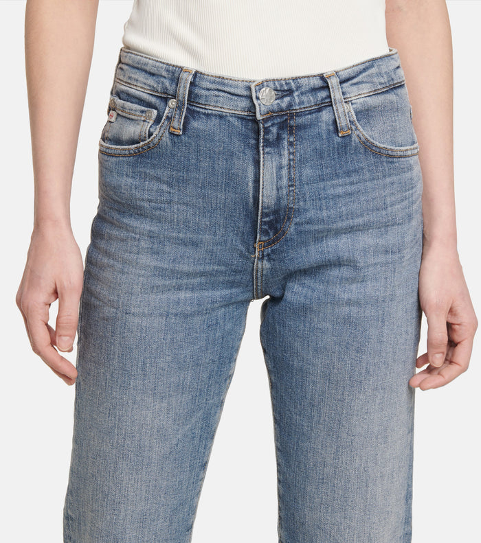 AG Jeans Blue Denim Isabelle High Rise Straight Leg Crop Jeans