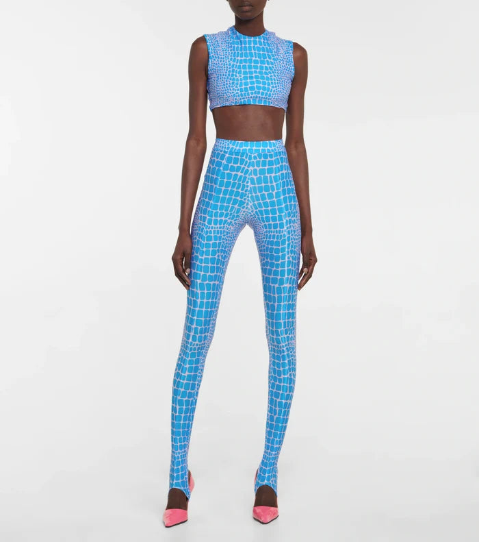 ALEX PERRY Caine Blue Animal Printed Crop Top - House Of Huntington