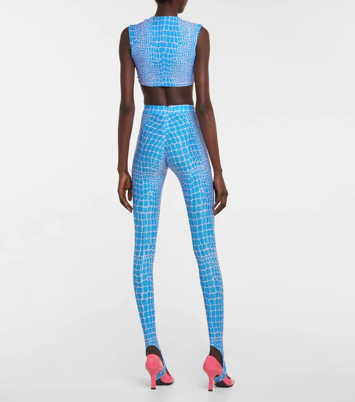 ALEX PERRY Caine Blue Animal Printed Crop Top - House Of Huntington