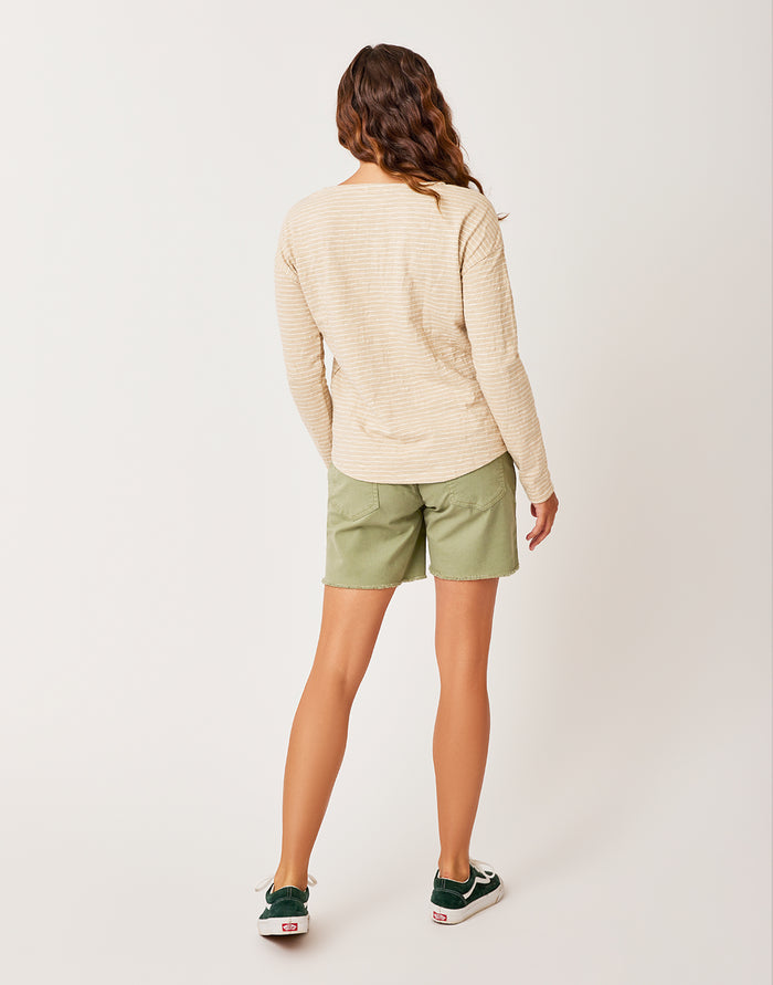 Alexis Top: Lt. Khaki Stripe - FINAL SALE