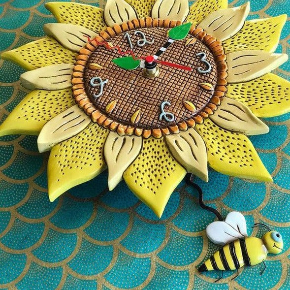 Allen Designs - Bee Sunny Sunflower Swing Pendulum Wall Clock P1712