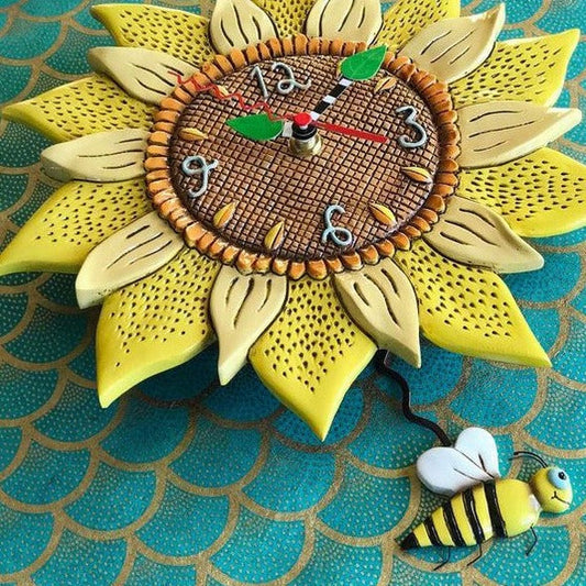 Allen Designs - Bee Sunny Sunflower Swing Pendulum Wall Clock P1712