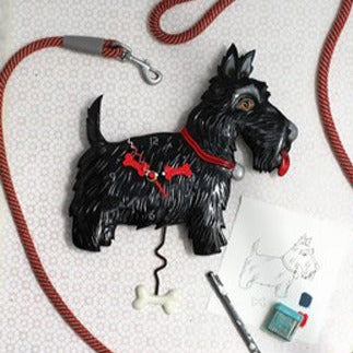 Allen Designs - Black Scottich Terrier Scottie Dog Wall Clock P1762