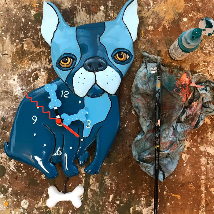 Allen Designs - Le Bleu Dog French Bulldog Frenchie Wall Clock P1928