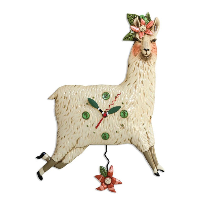 Allen Designs - Llama Love Flower Swing Pendulum Wall Clock P1920