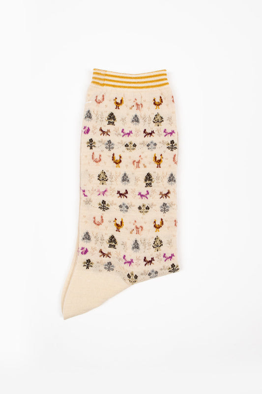 AM-737A Forest Mate Socks Ivory
