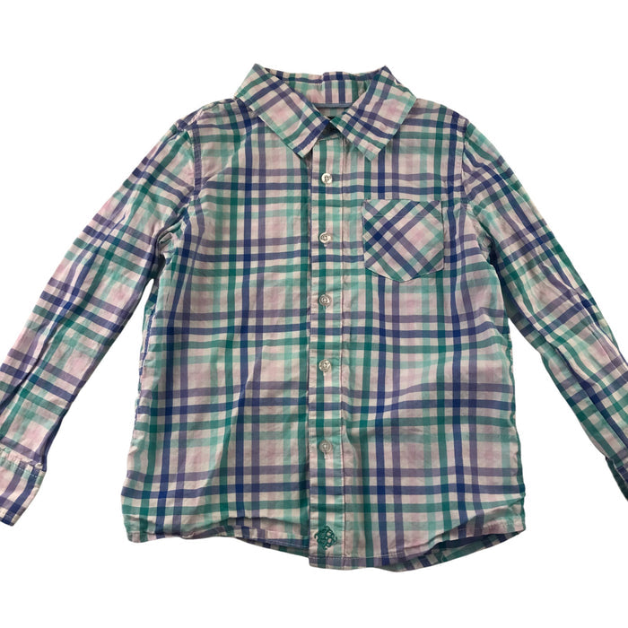 Andy & Evan 4-5 years blue and green checked cotton shirt