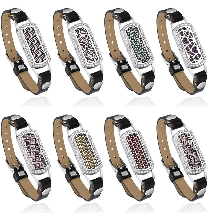 Aromatherapy Bracelet - Leather/Stainless Steel - Essential Oil Locket/Diffuser