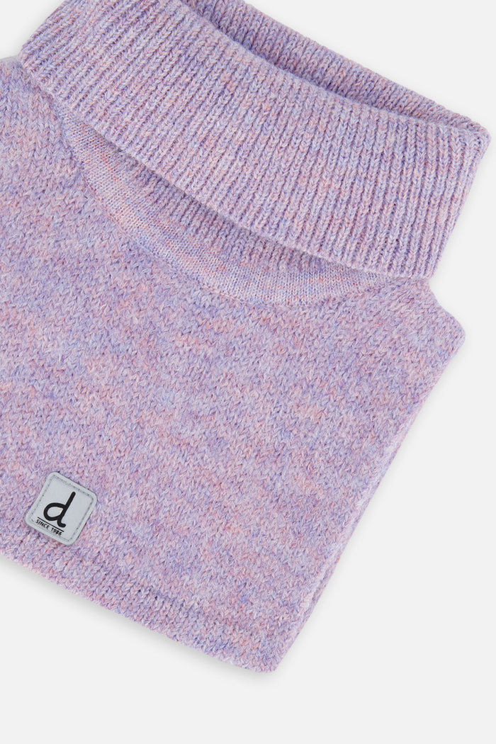 Deux par Deux baby knit turtle neck warmer in lavender, view 3