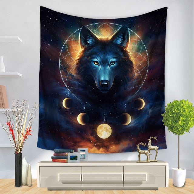 Background Assorted Wolf Wall Hangings - Tapestry Home Decor
