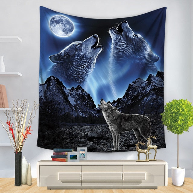 Background Assorted Wolf Wall Hangings - Tapestry Home Decor
