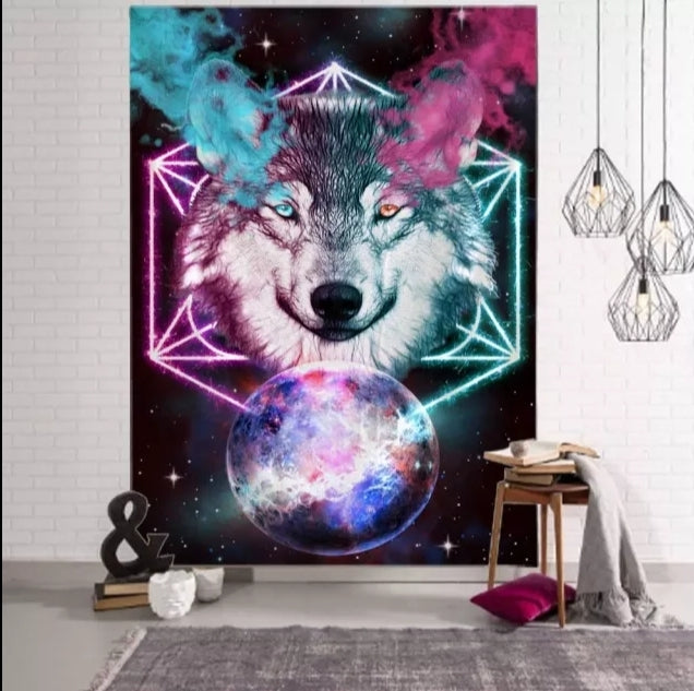 Background Assorted Wolf Wall Hangings - Tapestry Home Decor