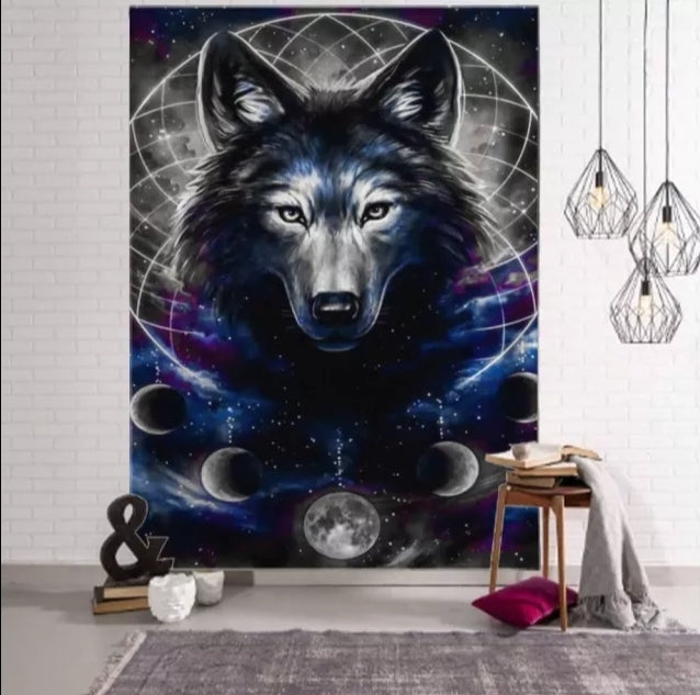 Background Assorted Wolf Wall Hangings - Tapestry Home Decor