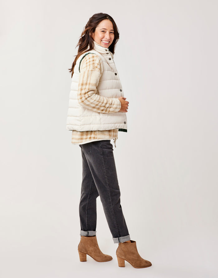 Baker Reversible Vest: Cilantro/Birch