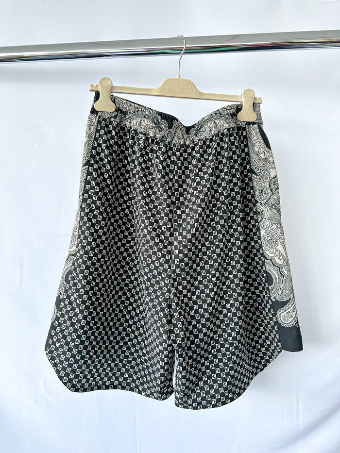 Balmain Straight-Leg Monogrammed Printed Poplin Shorts