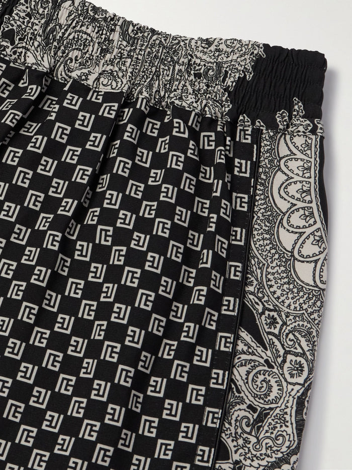 Balmain Straight-Leg Monogrammed Printed Poplin Shorts