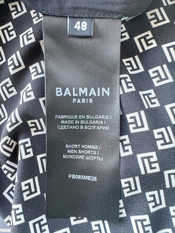 Balmain Straight-Leg Monogrammed Printed Poplin Shorts