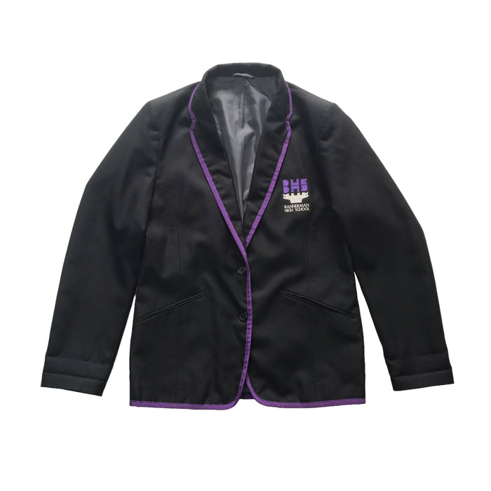 Bannerman High girls 14-15 yrs black purple trim school blazer