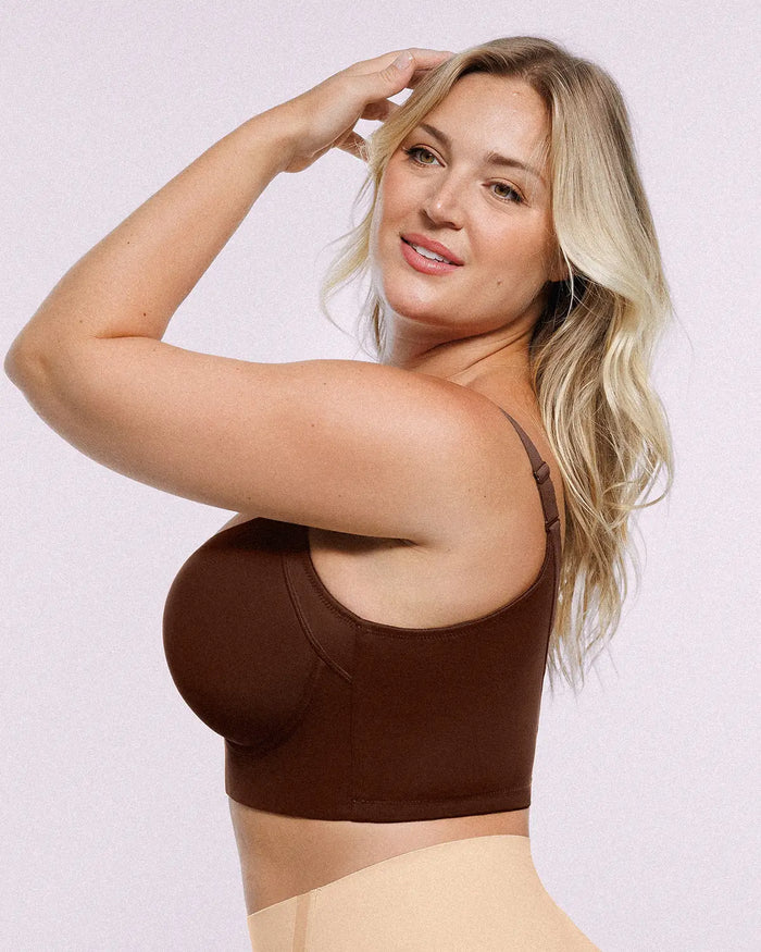 Side view of underwire bra providing support and natural shaping