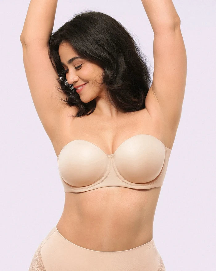 Close-up of contour cups with supportive underwire for natural push-up lift