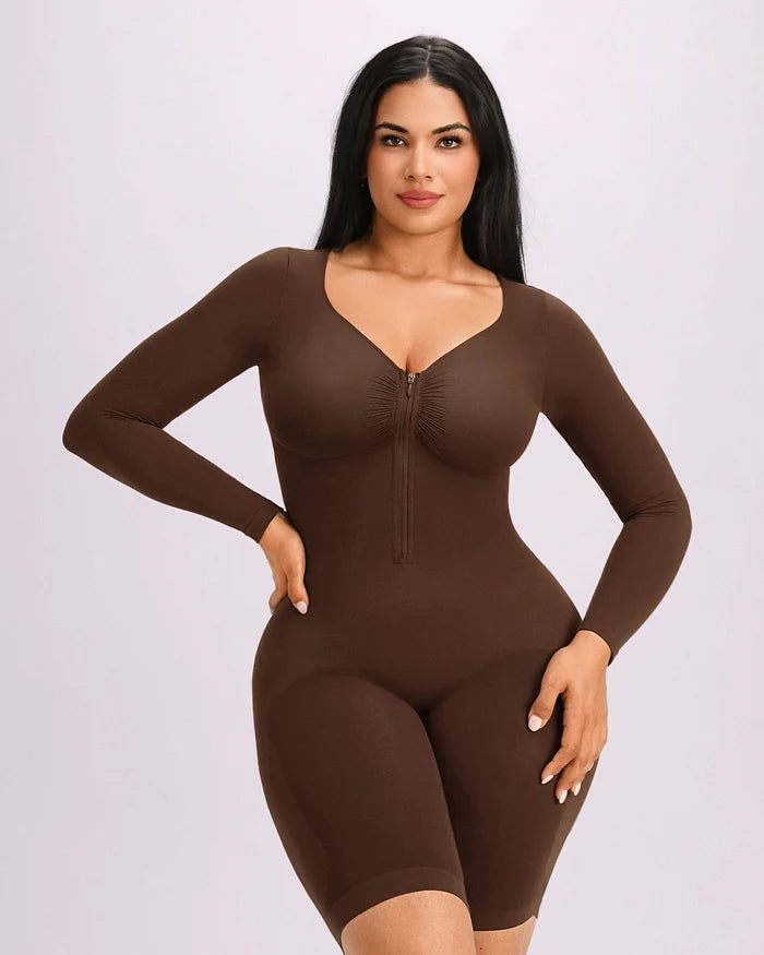 Bare Essentials™ Defineline™ Long Sleeve Zip-Front Bodysuit