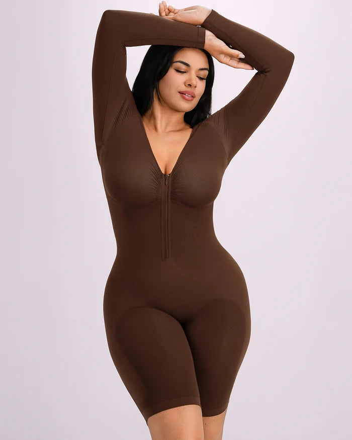 Bare Essentials™ Defineline™ Long Sleeve Zip-Front Bodysuit