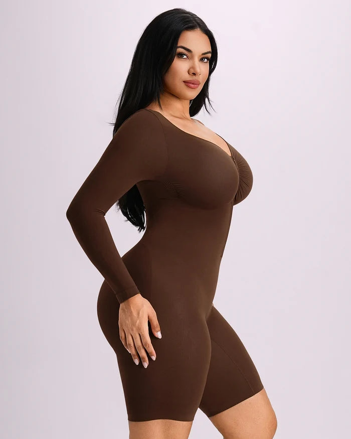 Bare Essentials™ Defineline™ Long Sleeve Zip-Front Bodysuit