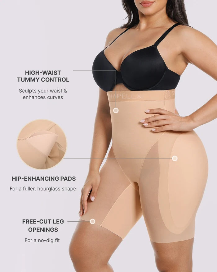 MeshSmooth hip enhancer padded shorts beige designed to create fuller-looking curves