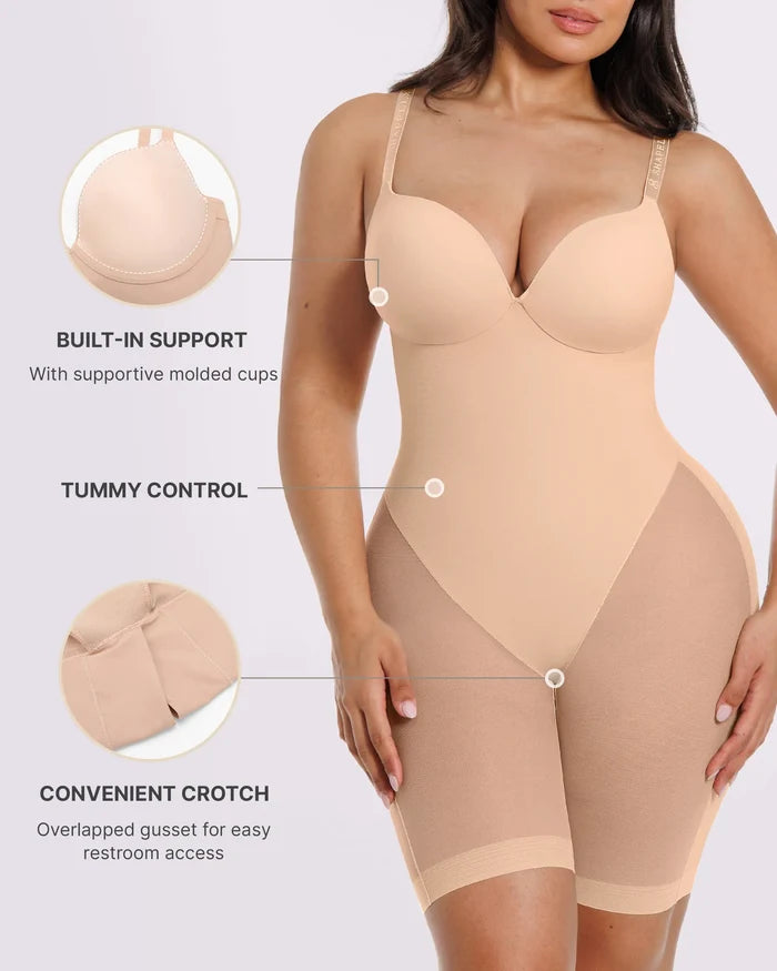 Bare Essentials™ MeshSmooth™ Low Back Mid Thigh Bodysuit