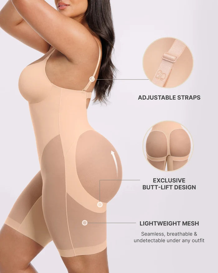 Bare Essentials™ MeshSmooth™ Low Back Mid Thigh Bodysuit