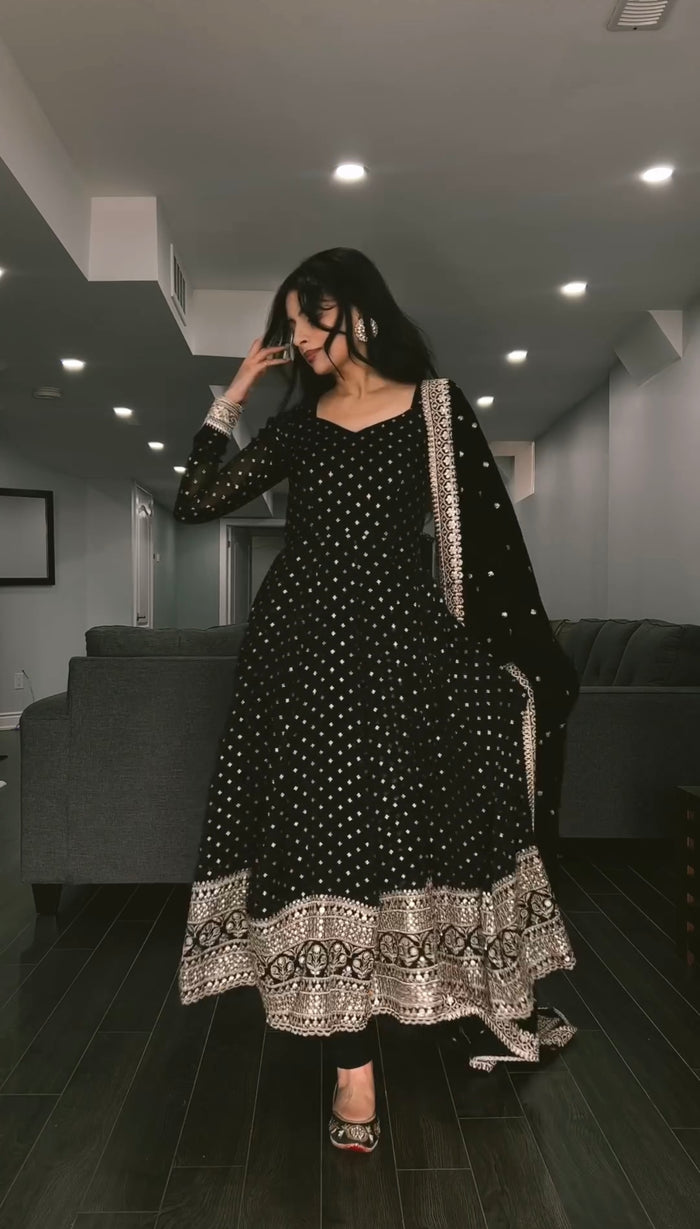 Barkha’s Black Coloured Anarkali Suit Set