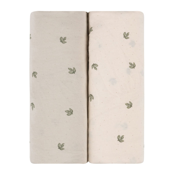 Gift ready 2 pack baby crib sheet set vintage leaf collection