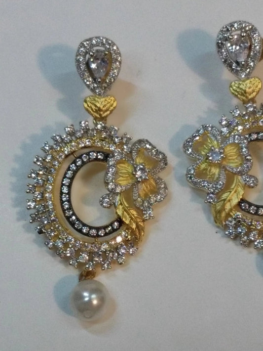 Baubles & Bells Earrings with white stones & zircons - NATASHAHS