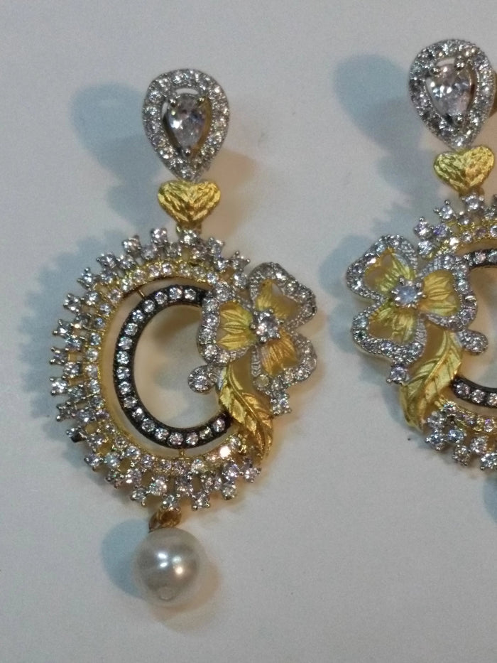 Baubles & Bells Earrings with white stones & zircons - NATASHAHS