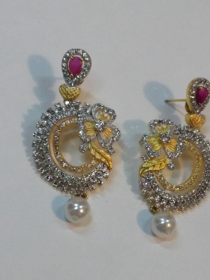 Baubles & Bells Earrings with white stones & zircons - NATASHAHS