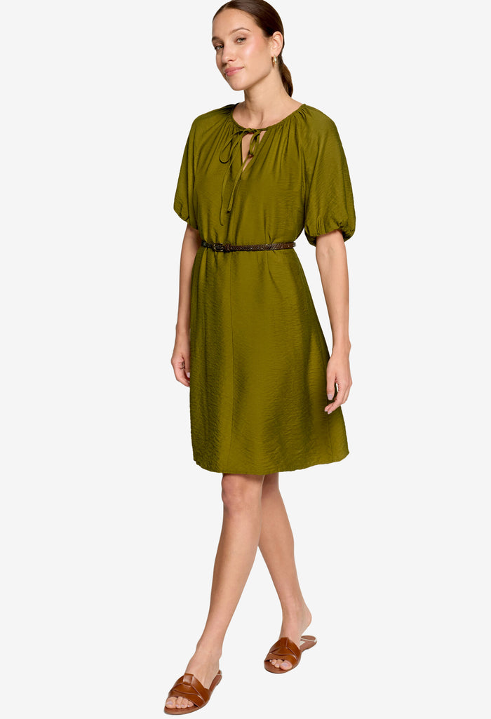 Belted Puff Sleeve Dress