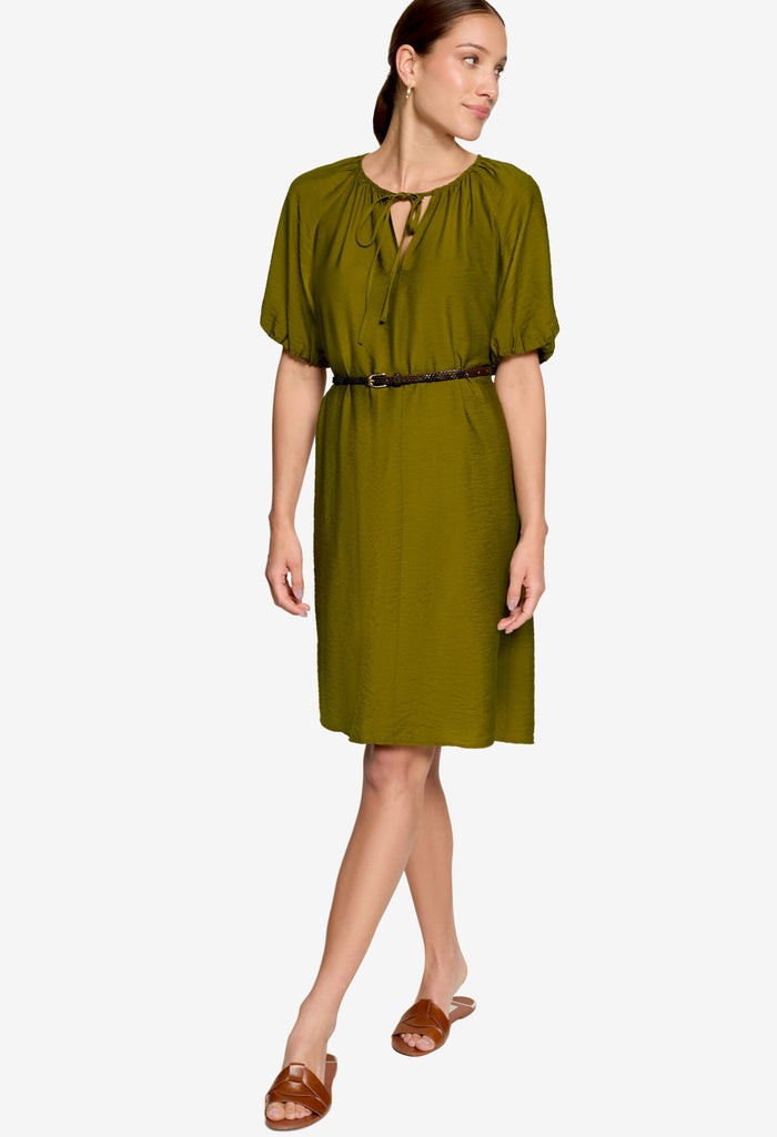 Belted Puff Sleeve Dress