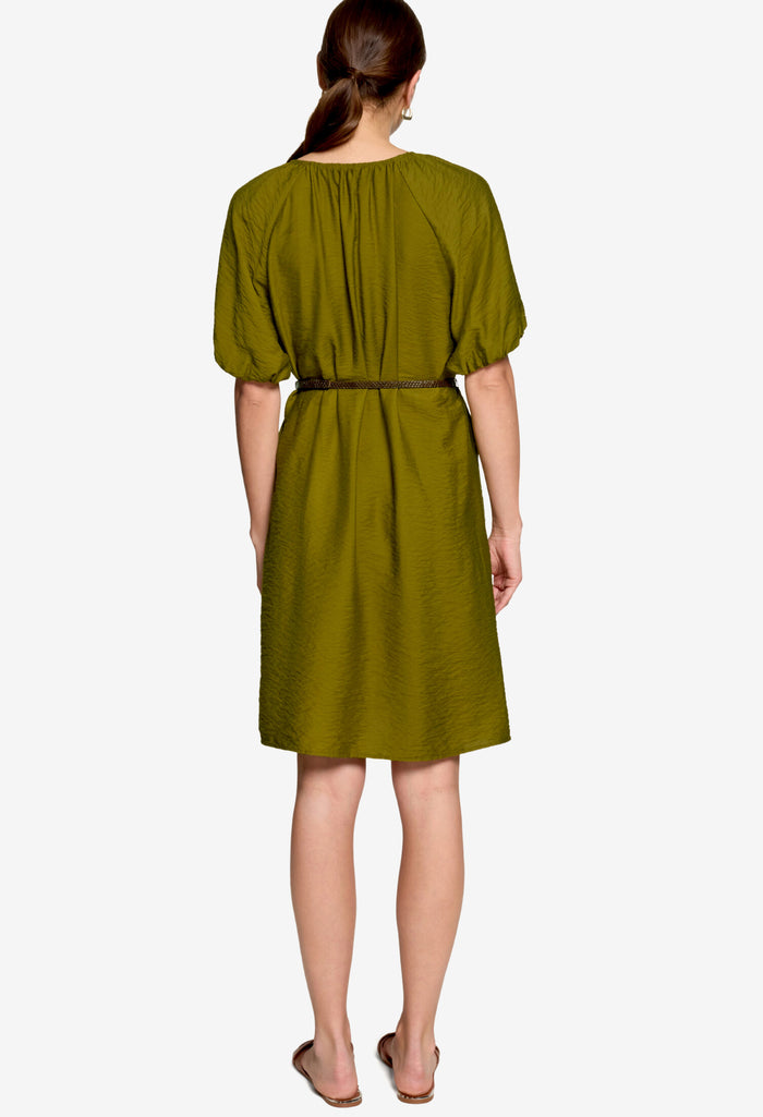 Belted Puff Sleeve Dress