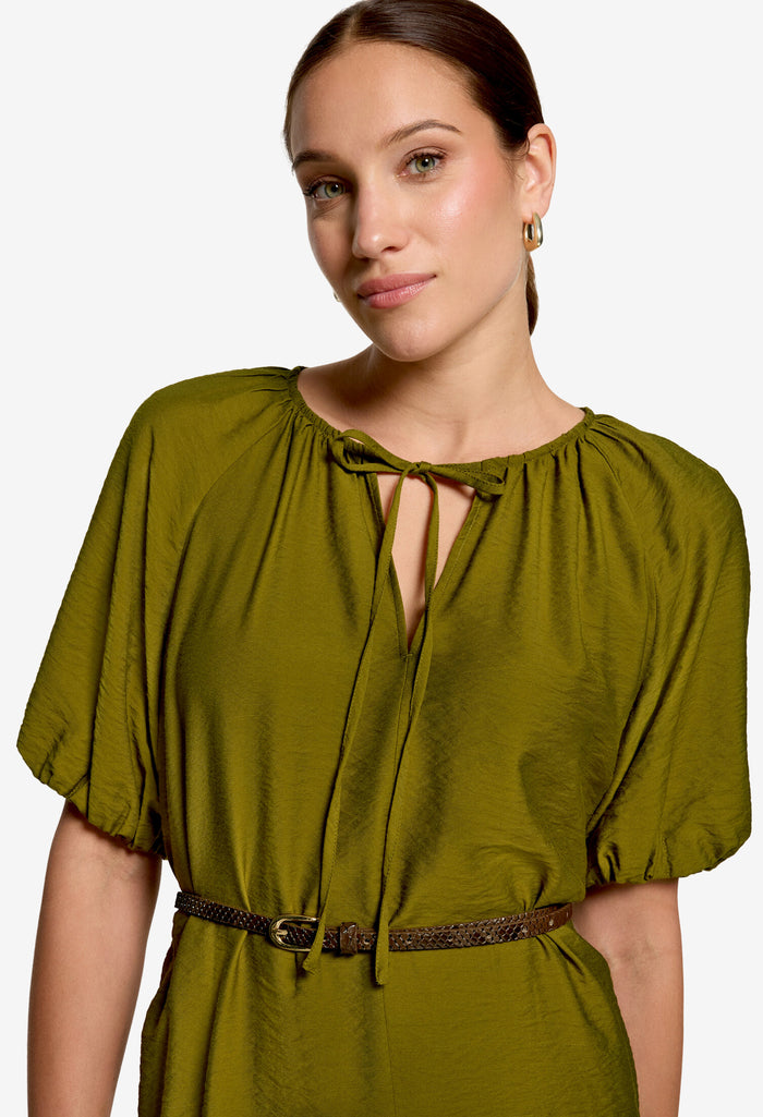 Belted Puff Sleeve Dress