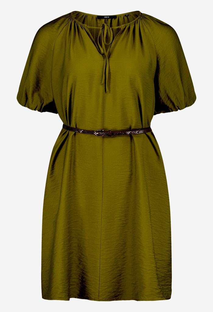 Belted Puff Sleeve Dress