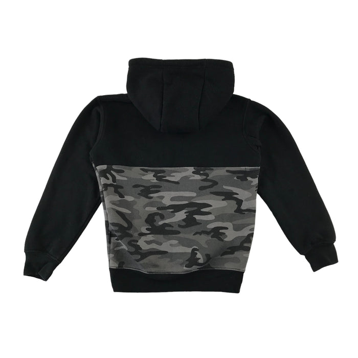 Bench 7-8 years black panelled grey camouflage half zip hoodie