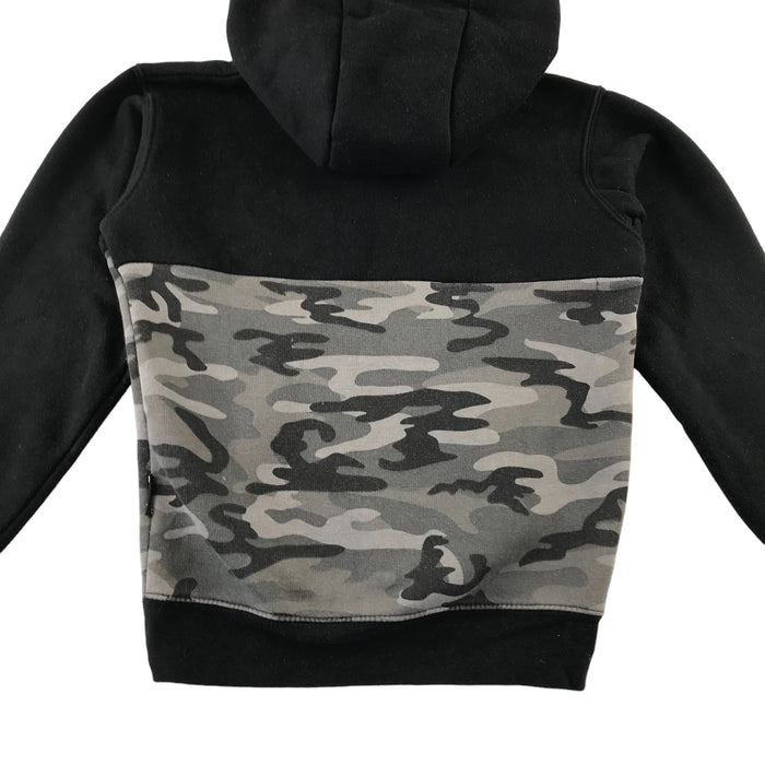Bench 7-8 years black panelled grey camouflage half zip hoodie