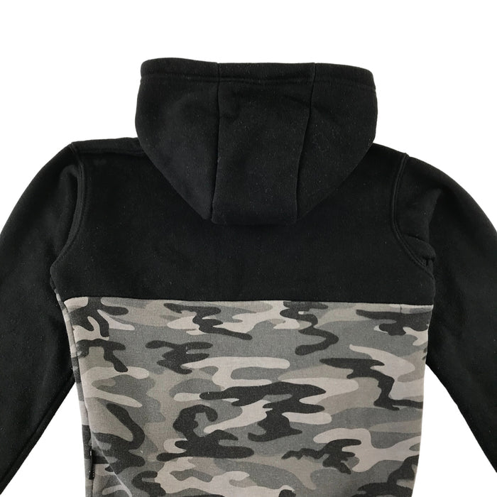 Bench 7-8 years black panelled grey camouflage half zip hoodie