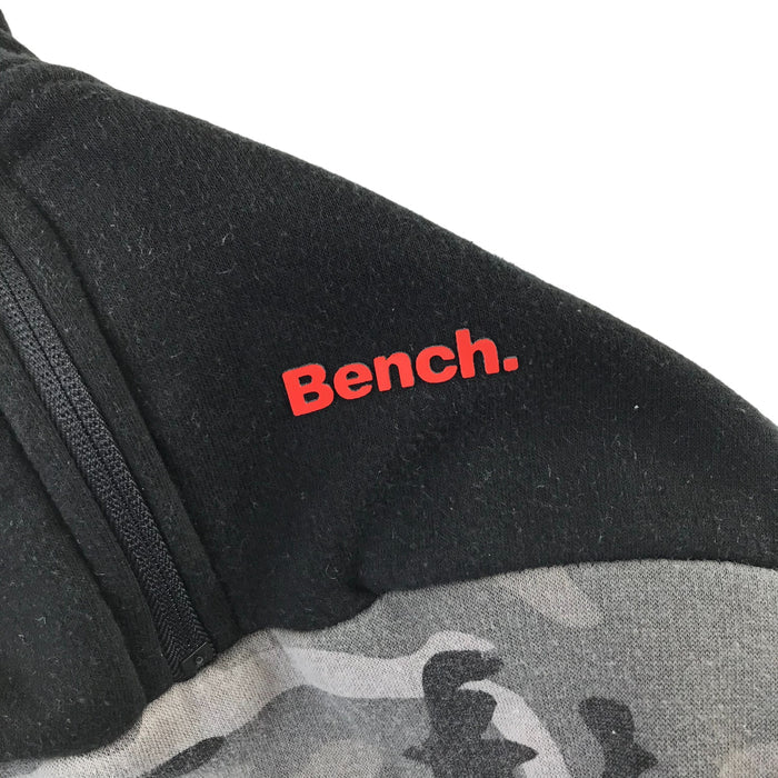 Bench 7-8 years black panelled grey camouflage half zip hoodie