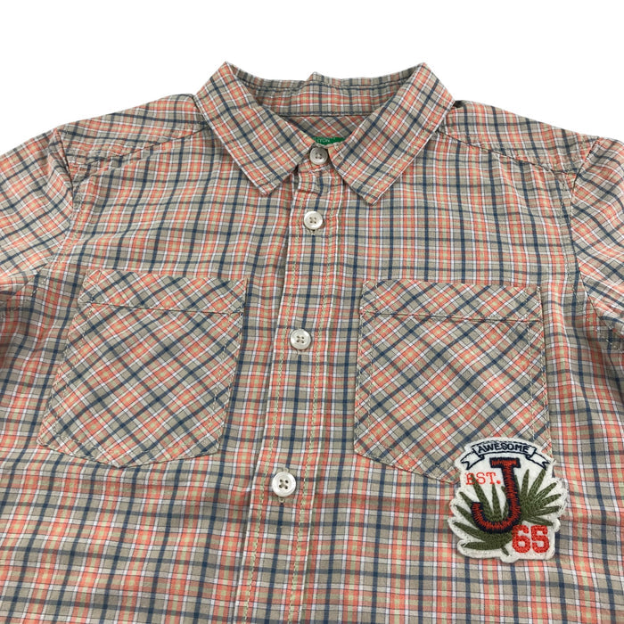 Benetton 8-9 years orange checked with patches shirt