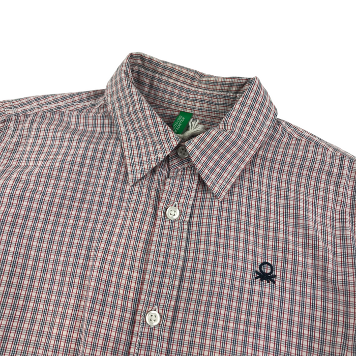 Benetton 8-9 years red blue check cotton shirt